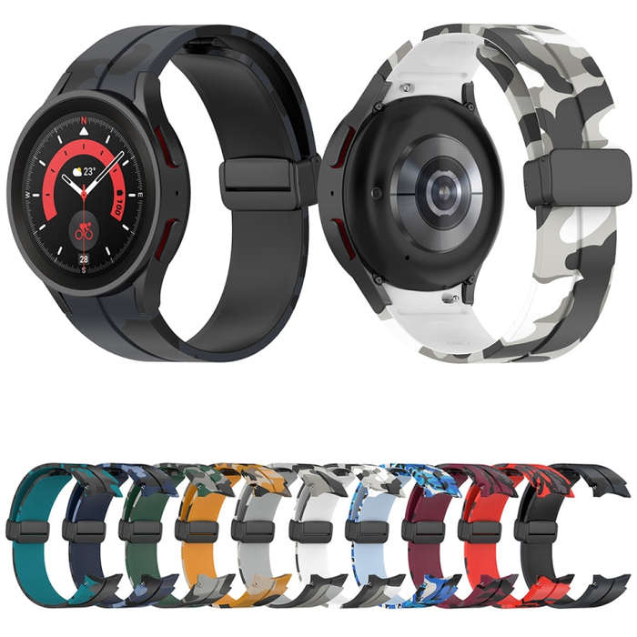 For Samsung Galaxy Watch5 / 5 Pro / Watch 4 / 4 Classic Magnetic Clasp Camouflage Silicone Watch ...
