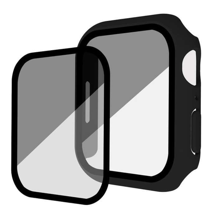 For Apple Watch 4 40mm Frosted PC + Anti-spy Tempered Film Integrated Watch Protective Case(Black)