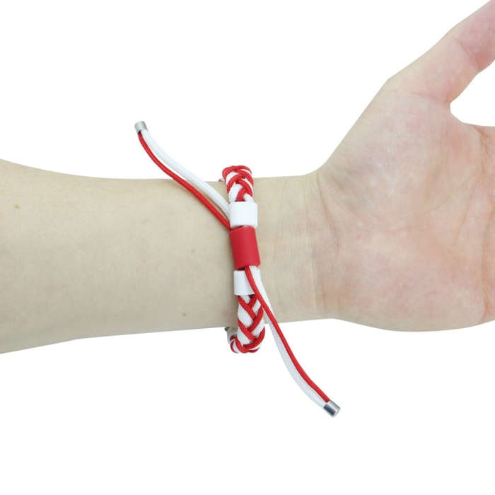 For Xiaomi Mi Band 8 Silicone Bean Braided Cord Nylon Watch Band(White Red)