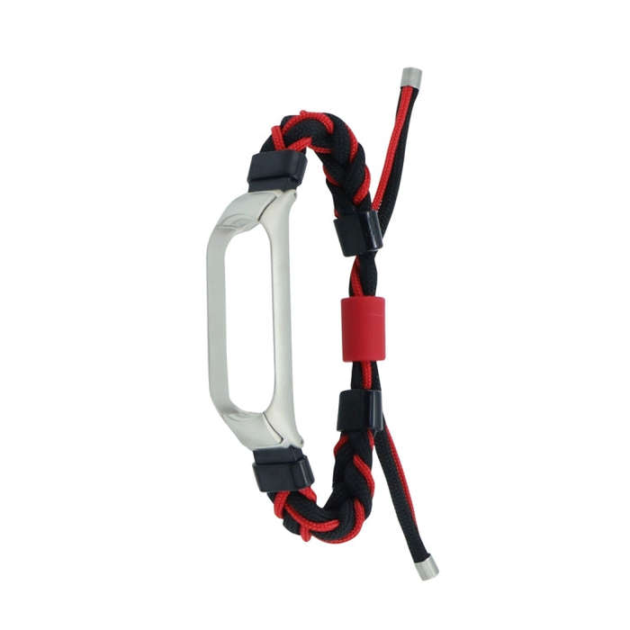 For Xiaomi Mi Band 8 Silicone Bean Braided Cord Nylon Watch Band(Black Red)