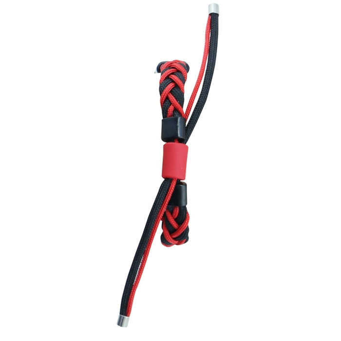 For Xiaomi Mi Band 8 Silicone Bean Braided Cord Nylon Watch Band(Black Red)