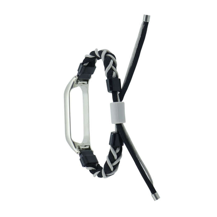For Xiaomi Mi Band 8 Silicone Bean Braided Cord Nylon Watch Band(Black Grey)
