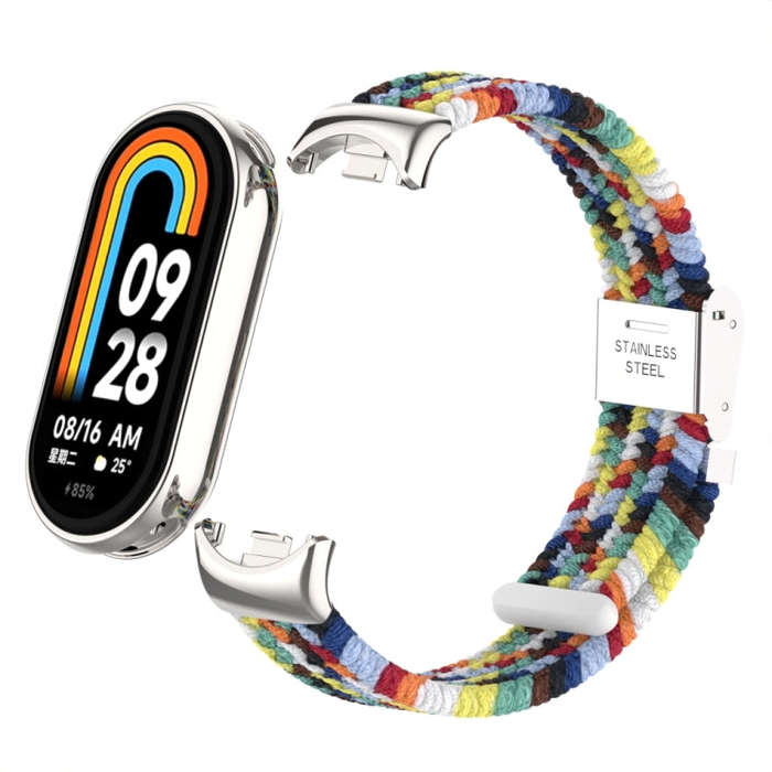 For Xiaomi Mi Band 8 / 8 NFC Metal Head + Nylon Braided Steel Buckle Watch Band(Color)