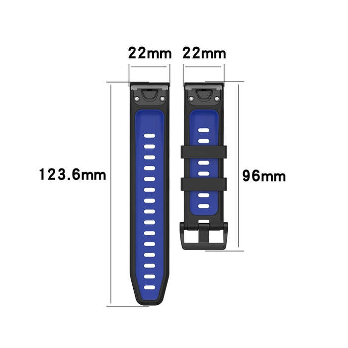 For Garmin Instinct 2 Solar Sports Two-Color Silicone Watch Band(Black+Blue)