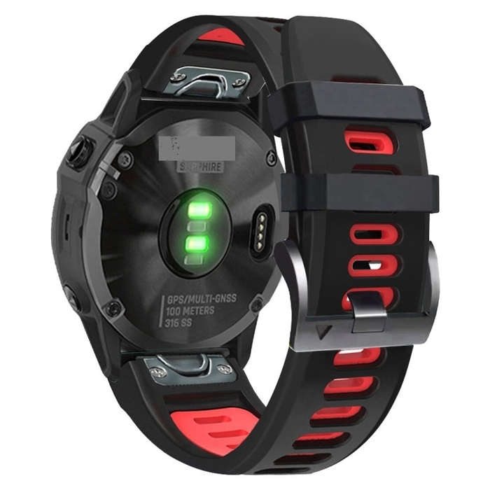 For Garmin Fenix 7 Pro 51mm Sports Two-Color Silicone Watch Band(Black+Red)