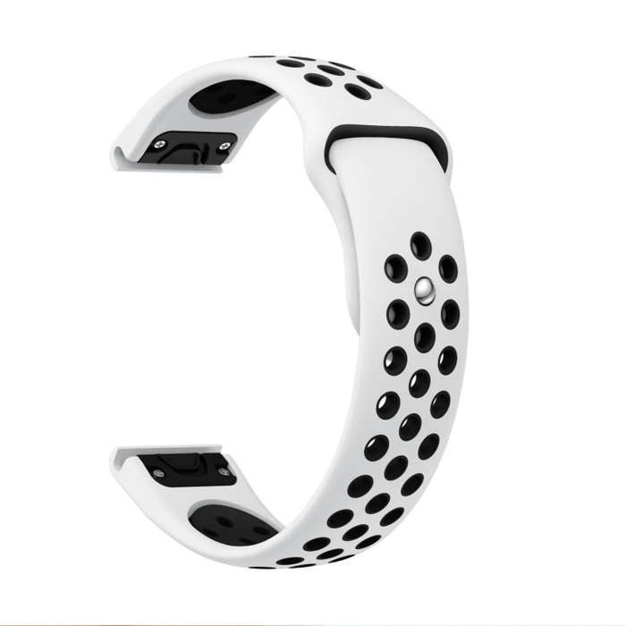 For Garmin Instinct 2 Solar Sports Breathable Silicone Watch Band(White+Black)