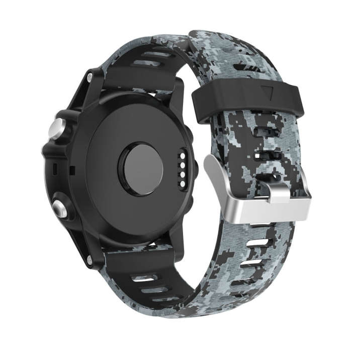 For Garmin Instinct 2X Solar Camouflage Printed Silicone Watch Band(Black+Digital Camouflage)