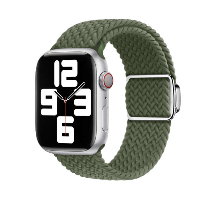 For Apple Watch Series 8 41mm Nylon Loop Magnetic Buckle Watch Band(Dark Olive)