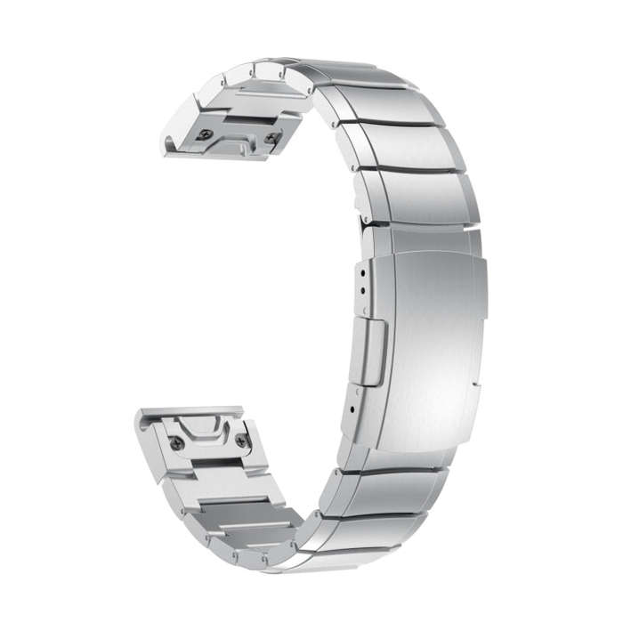 For Garmin Fenix 7 Pro 51mm Tortoise Shell Stainless Steel Watch Band(Sliver)