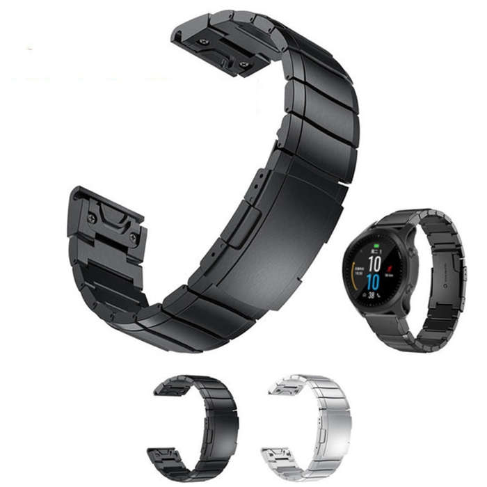 For Garmin Fenix 7 Pro 51mm Tortoise Shell Stainless Steel Watch Band(Sliver)