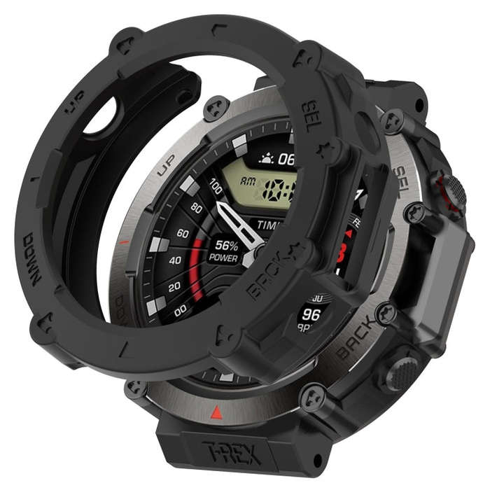 For Amazfit T-Rex Ultra Armor Hollow Watch Protective Case(Black)