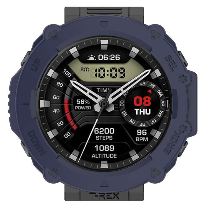 For Amazfit T-Rex Ultra Armor Hollow Watch Protective Case(Midnight Blue)