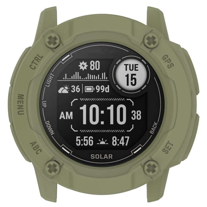 For Garmin Instinct 2X Armor Hollow Watch Protective Case(Green)