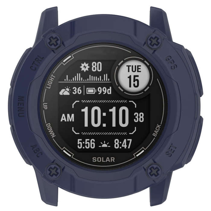 For Garmin Instinct 2X Armor Hollow Watch Protective Case(Midnight Blue)