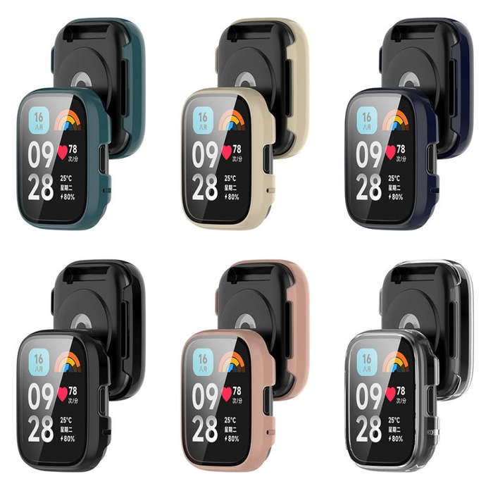 For Redmi Watch 3 Lite PC + Tempered Film Integrated Watch Protective Case(Ivory White)