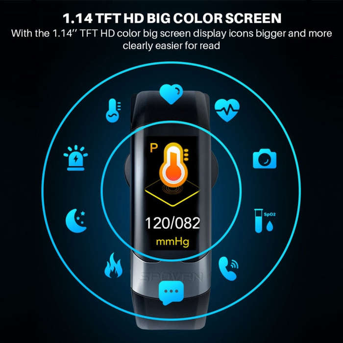 SPOVAN H02 1.14 inch TFT HD Screen Smart Bracelet Supports Blood Oxygen Monitoring/Sleep Monitori...