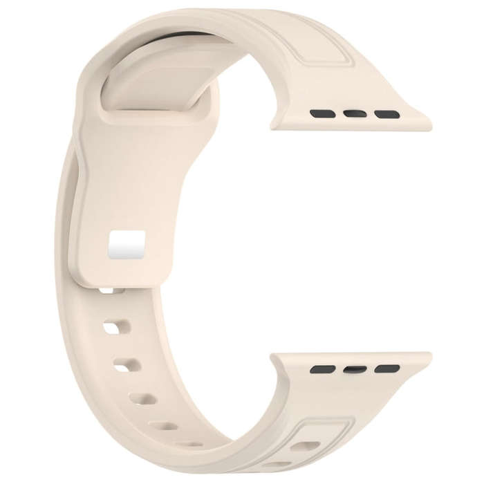For Apple Watch 6 44mm Square Buckle Silicone Watch Band(Starlight Color)