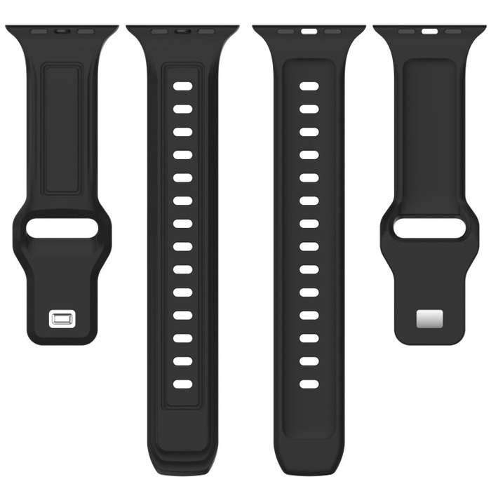 For Apple Watch SE 2022 44mm Square Buckle Silicone Watch Band(Dark Blue)