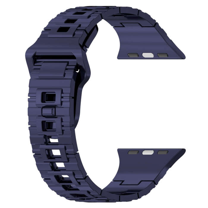 For Apple Watch 8 45mm Square Buckle Armor Style Silicone Watch Band(Plating Blue)