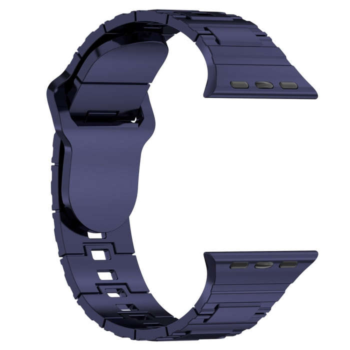 For Apple Watch 8 45mm Square Buckle Armor Style Silicone Watch Band(Plating Blue)