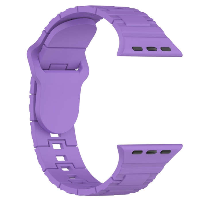 For Apple Watch 7 41mm Square Buckle Armor Style Silicone Watch Band(Purple)