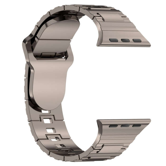For Apple Watch SE 44mm Square Buckle Armor Style Silicone Watch Band(Plating Titanium Silver)