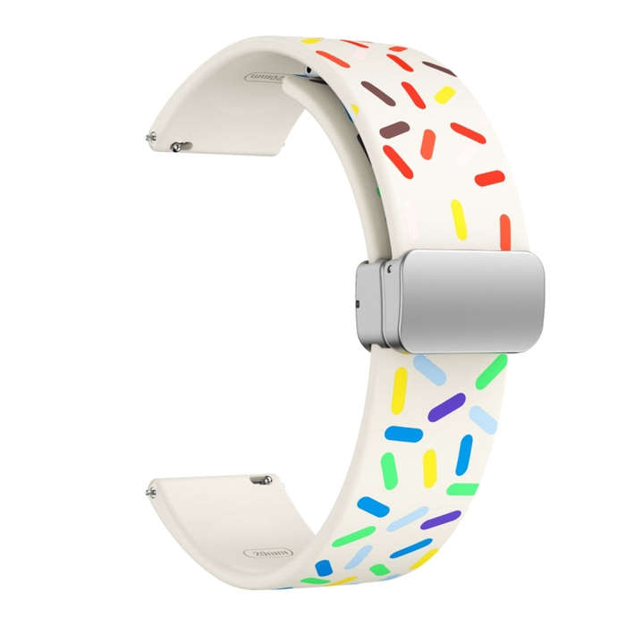 For Samsung Galaxy Watch 6 / 6 Classic Sports Rainbow Dots Magnetic Black Buckle Silicone Watch B...
