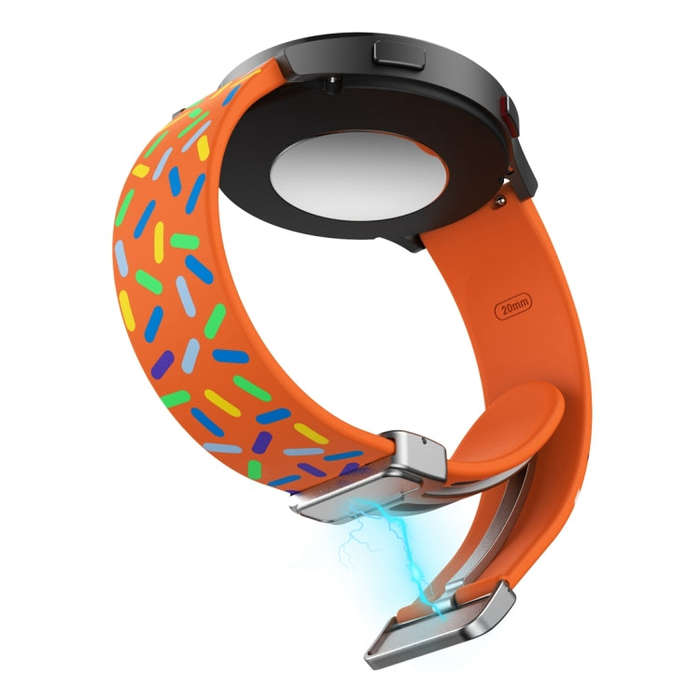 For Samsung Galaxy Watch 6 / 6 Classic Sports Rainbow Dots Magnetic Silver Buckle Silicone Watch ...