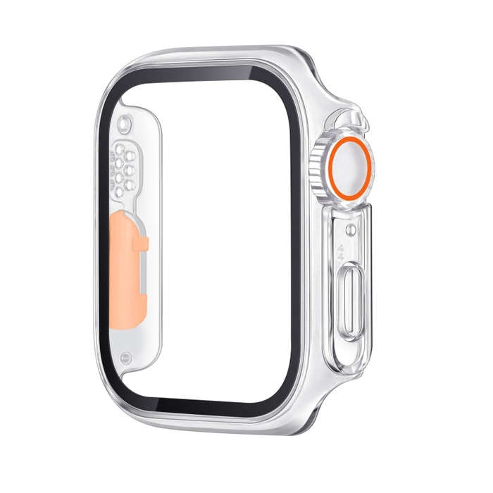 For Apple Watch Series 9 / 8 / 7 45mm Tempered Film Hybrid PC Integrated Watch Case(Transparent O...