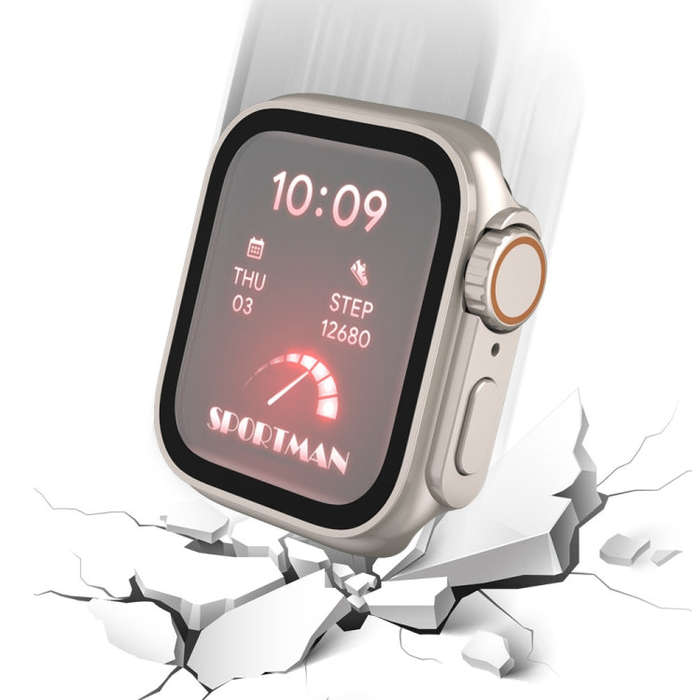 For Apple Watch Series 9 / 8 / 7 41mm Tempered Film Hybrid PC Integrated Watch Case(Green Orange)