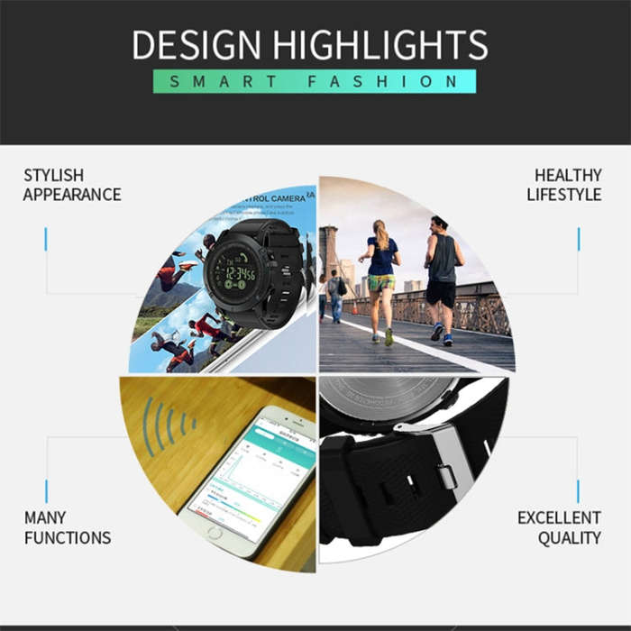 SPOVAN PR1 Outdoor Waterproof Luminous Bluetooth Smart Watch(Black)
