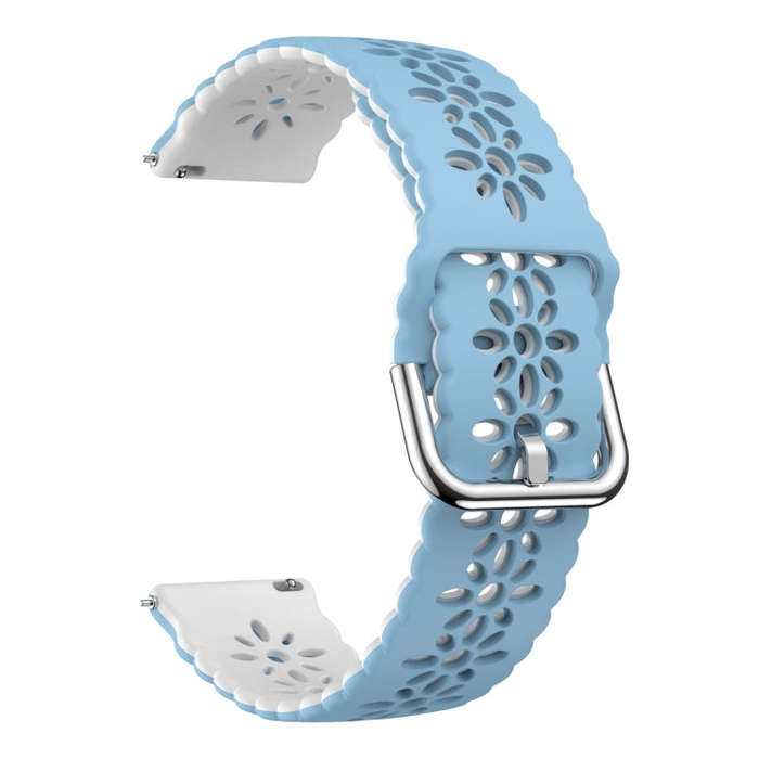 For Samsung Galaxy Watch 6 / 6 Classic Two Color Plum Blossom Hollowed Silicone Watch Band(Light ...
