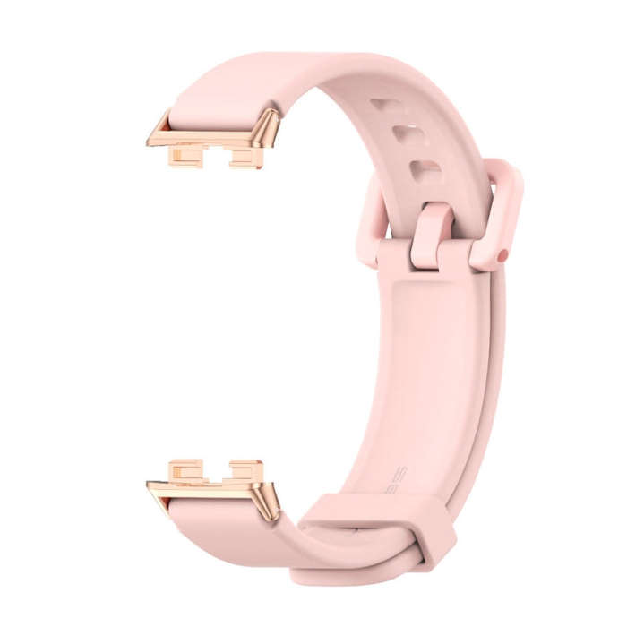 For Huawei Band 8 / 9 / 10 Mijobs Silicone Breathable Watch Band(Pink+Rose Gold)