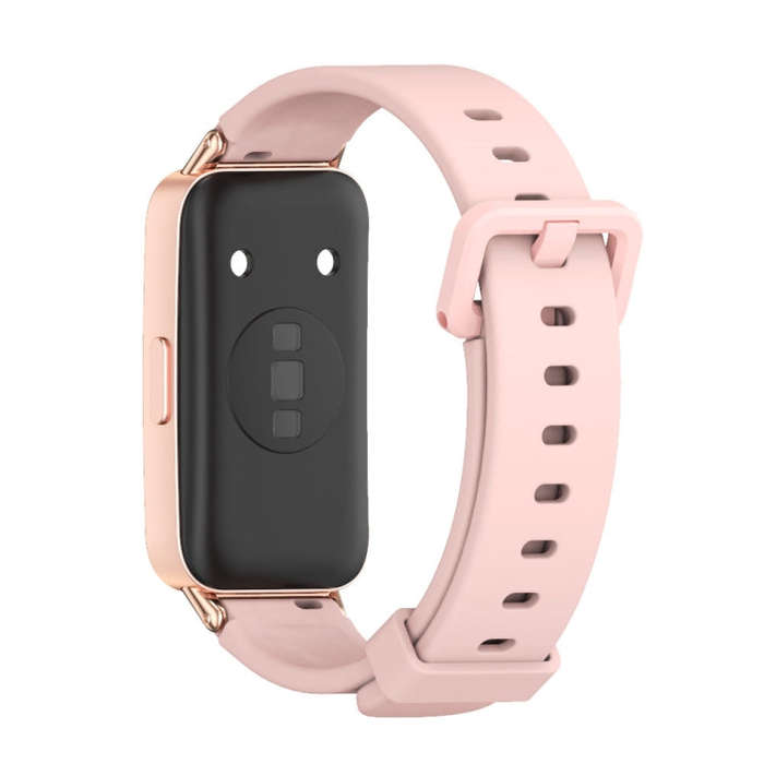 For Huawei Band 8 / 9 / 10 Mijobs Silicone Breathable Watch Band(Pink+Rose Gold)