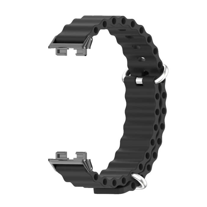 For Huawei Band 8 / 9 / 10 Mijobs Marine Silicone Breathable Watch Band(Black)