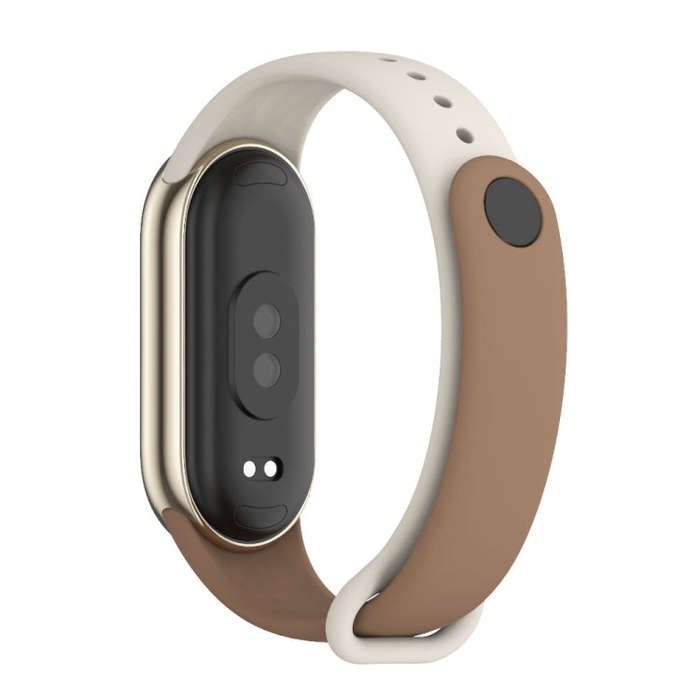 For Xiaomi Mi Band 8 Mijobs Dual Color Silicone Watch Band(Coffee+Grey)