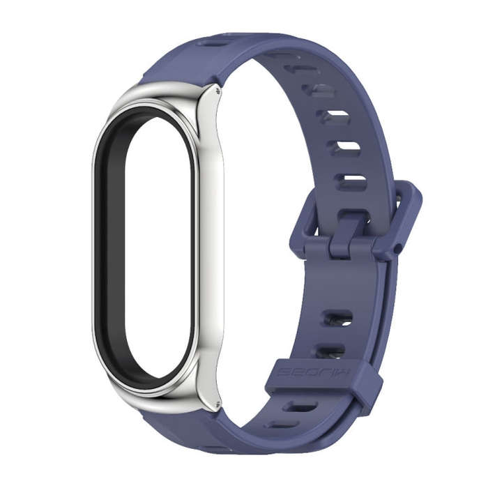 For Xiaomi Mi Band 8 Mijobs CS Case Flat Hole Silicone Watch Band(Blue Silver)