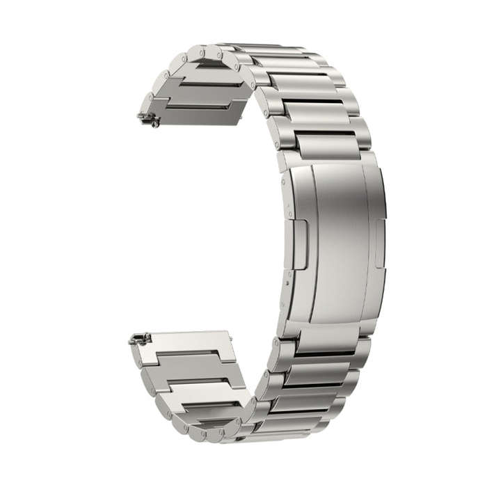 22mm Three Strains Vertical Riser Turtle Buckle Titanium Metal Watch Band(Titanium Gray)