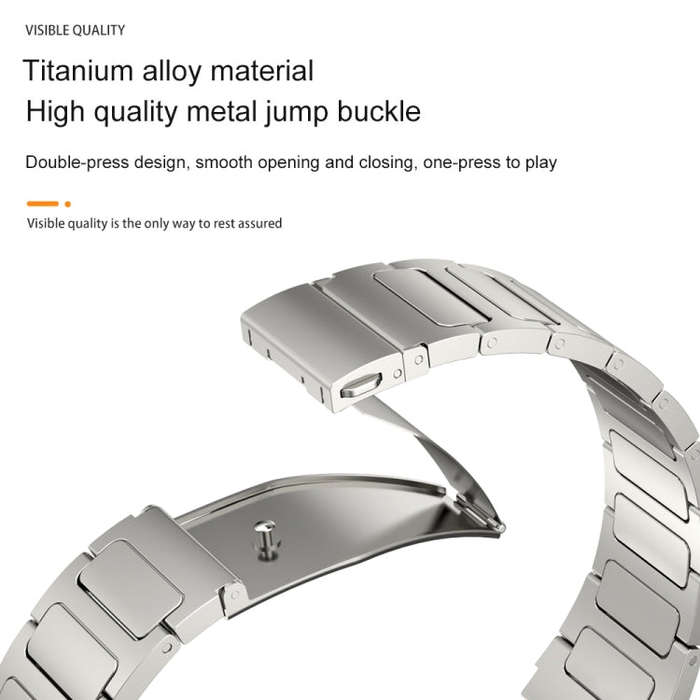 22mm Three Strains Uplift Jump Buckle Titanium Metal Watch Band(Silver)