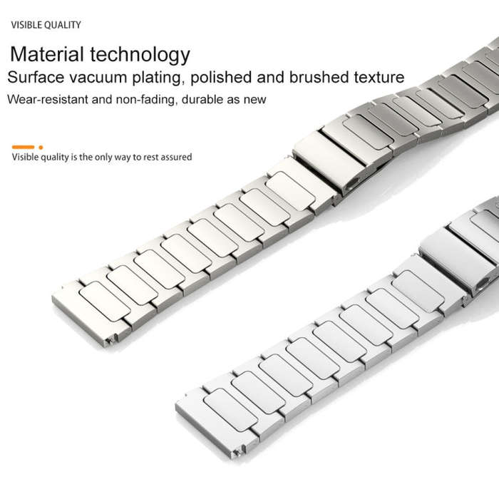 22mm Three Strains Uplift Jump Buckle Titanium Metal Watch Band(Silver)