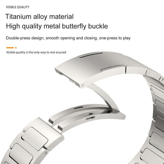 22mm Three Strains Uplift HW Buckle Titanium Metal Watch Band(Black)
