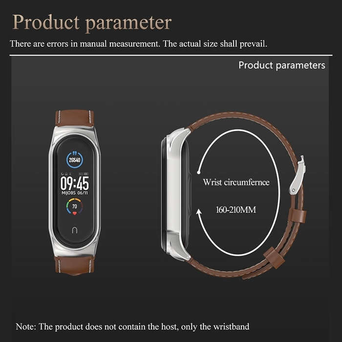 For Xiaomi Mi Band 8 Mijobs CS Case Microfiber PU Leather Watch Band(Brown Silver)