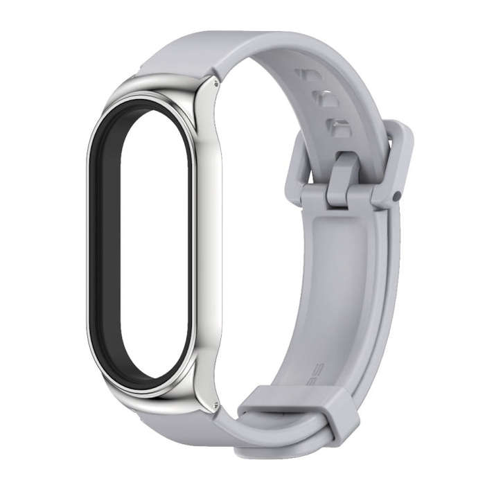 For Xiaomi Mi Band 8 Mijobs CS Case Silicone Watch Band(Grey Silver)