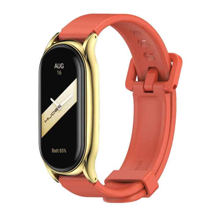 For Xiaomi Mi Band 8 Mijobs Plus Case Silicone Watch Band(Orange Gold)