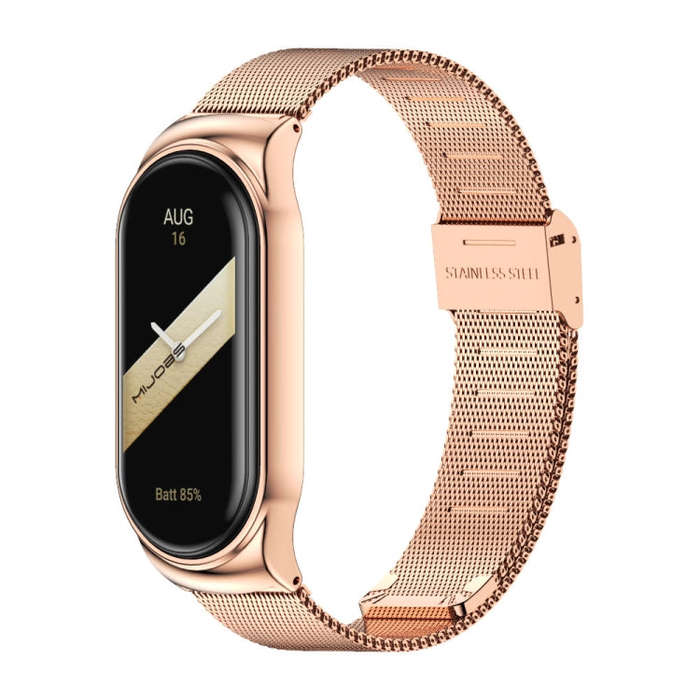 For Xiaomi Mi Band 8 Mijobs CS Case Milan Buckle Metal Watch Band(Rose Gold)