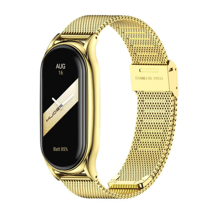 For Xiaomi Mi Band 8 Mijobs Plus Case Milan Buckle Metal Watch Band(Gold)