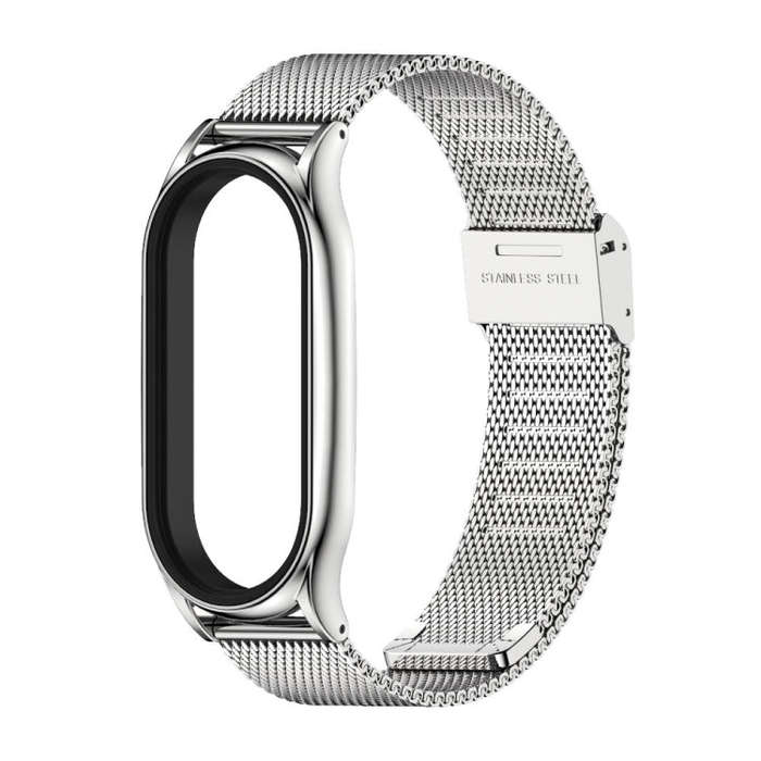 For Xiaomi Mi Band 8 Mijobs Plus Case Milan Buckle Metal Watch Band(Silver)