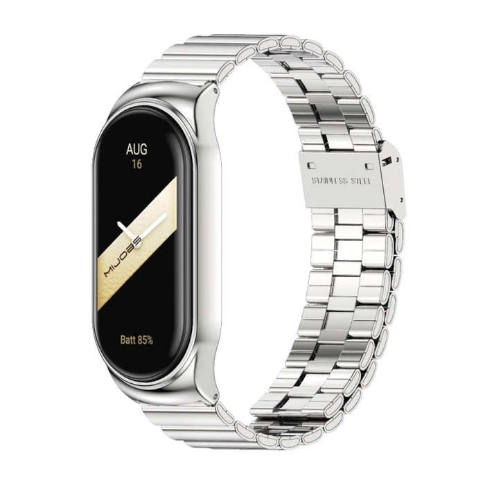 For Xiaomi Mi Band 8 Mijobs CS Case Bamboo Buckle Metal Watch Band(Silver)