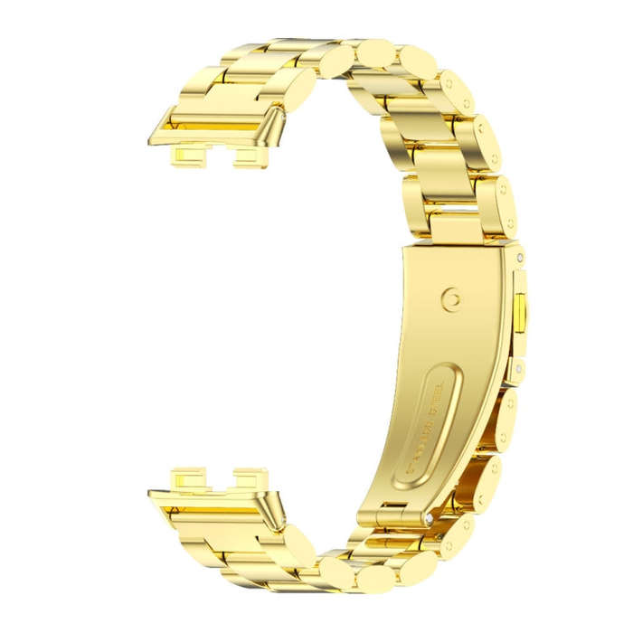 For Huawei Band 8 / 9 / 10 Mijobs Three Bead Bamboo Stainless Steel Watch Band(Gold)