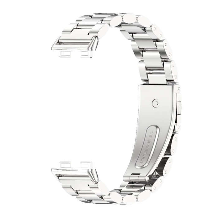 For Huawei Band 8 / 9 / 10 Mijobs Three Bead Bamboo Stainless Steel Watch Band(Silver)
